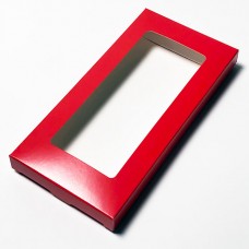 Verpackung für Schokokekse 160x80x15 mm rot matt großes Fenster (100er Pack)