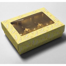 Box mit Sichtfensterdeckel Ostermotiv Federn, 112x82x32/20 mm (100er Pack)