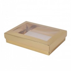 Sober-series box and lid window 159x112x25 mm gold (100-pack)