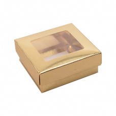 Sober-series box and lid window 78x82x32 mm gold (100-pack)