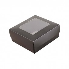 Sober-series box and lid window 78x82x25 mm black (100-pack)