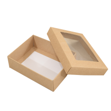Sober-series box and lid window 112x82x32 mm natural brown (100-pack)