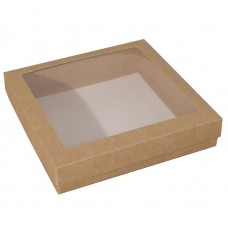 Ikkuna-kannellinen laatikko Sober 125x125x25 mm ruskea luonta (100-kpl)