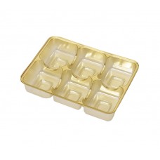 Aseta kultaiseen muoviin (pet muovi) 112x82x20 mm 6 pralinea 100 kpl.