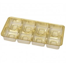 Aseta kultaiseen muoviin (pet muovi) 159x78x20 mm 8 pralinea 100 kpl.