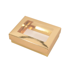 Sober doos. Deksel met venster 112x82x25 mm goud (100-stuks)
