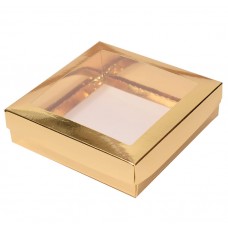 Sober doos. Deksel met venster 125x125x32 mm goud (100-stuks)