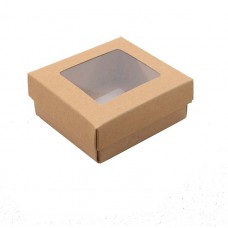 Sober doos. Deksel met venster 78x82x32 mm natuurlijk bruin (100-stuks)