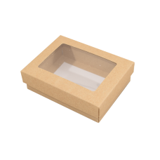 Sober doos. Deksel met venster 112x82x25 mm natuurlijk bruin (100-stuks)